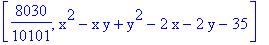 [8030/10101, x^2-x*y+y^2-2*x-2*y-35]